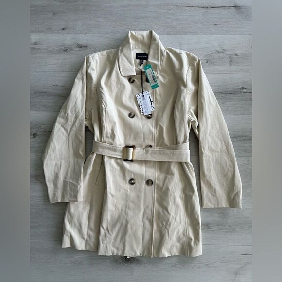 41 Hawthorn Crue Long Belted Trench Coat Beige 3X Stitch Fix NWT - Picture 5 of 7